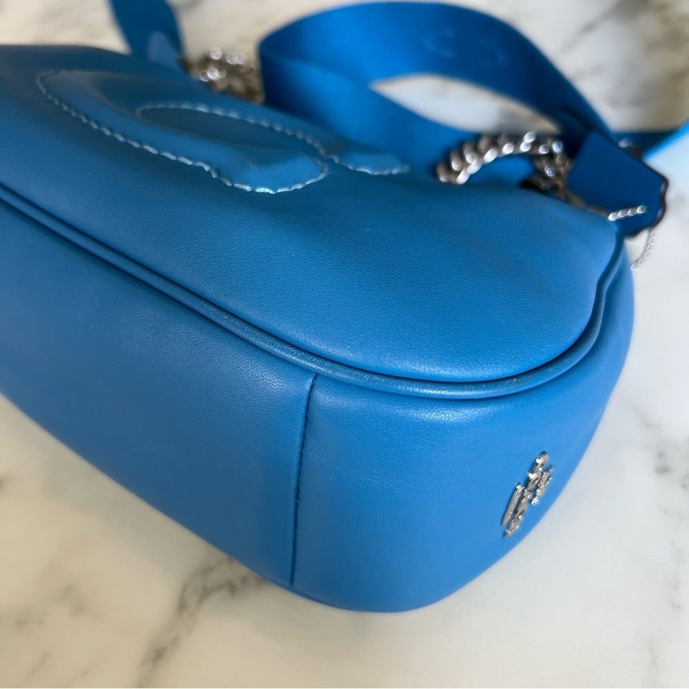 Coach Teri Shoulder Bag w/ Signature Quilting Silver Bright Blue CJ608 Crossbody - Picture 10 of 16